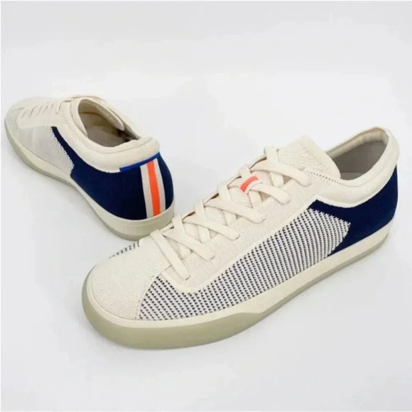Rothy's Shoes - Rothy's The Lace Up Sneaker Shoes Classic Navy Off White Cream Stripe Womens 10